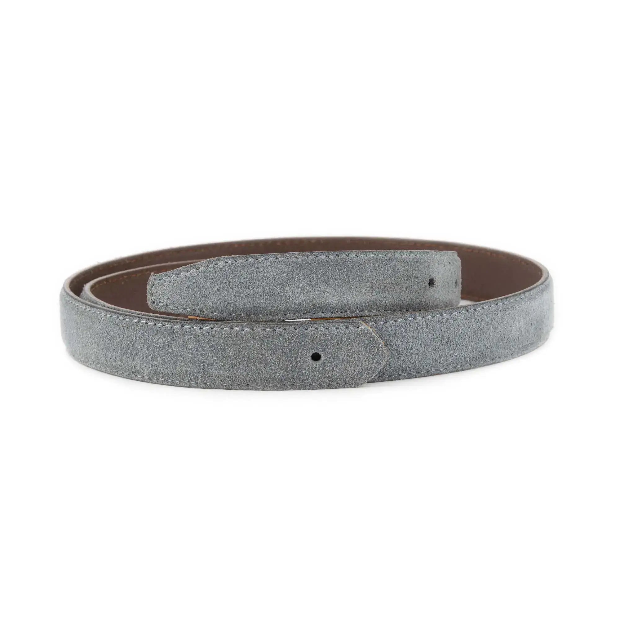 Gray Suede Leather Belt Strap Replacement 2.5 cm with Buckle Hole