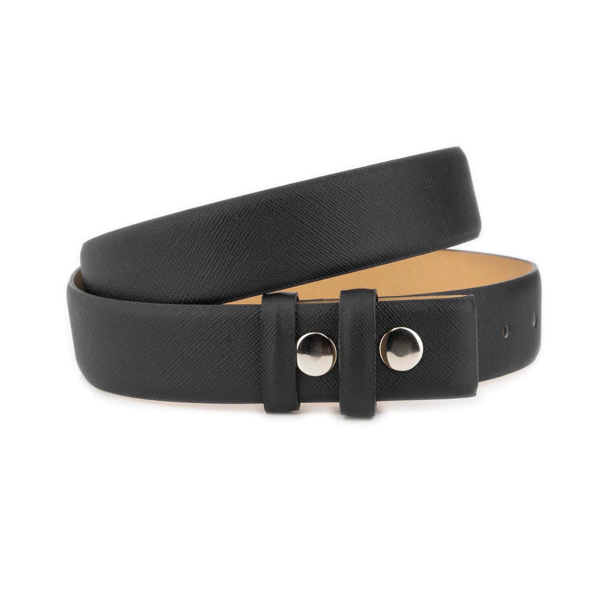 Snap Belt For Buckles – Black Saffiano Leather 3.5 cm