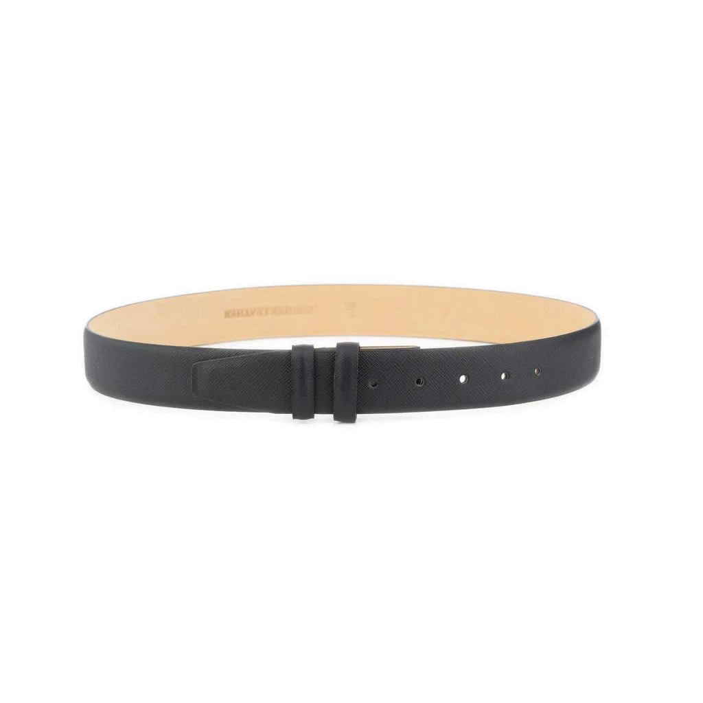 Snap Belt For Buckles – Black Saffiano Leather 3.5 cm
