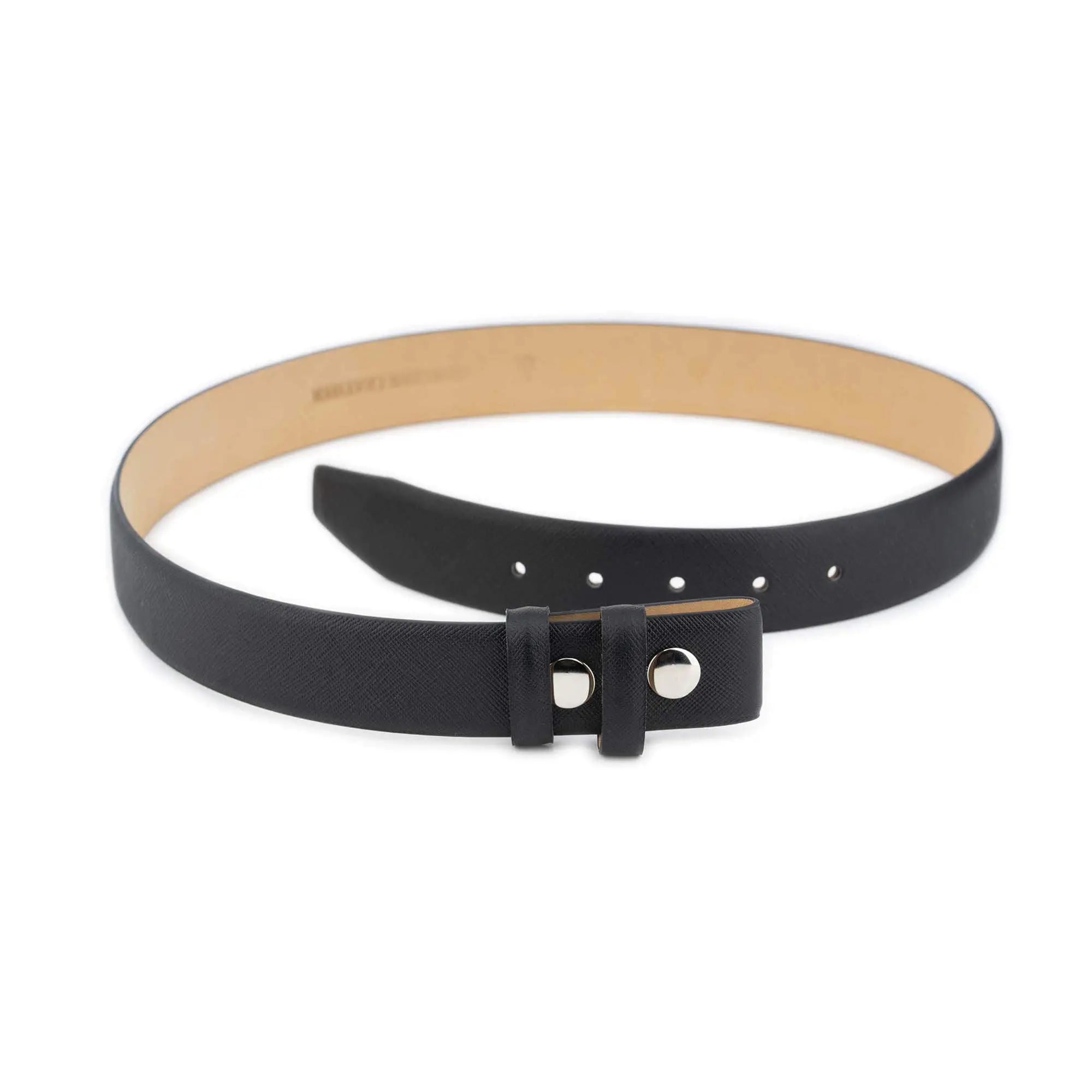 Snap Belt For Buckles – Black Saffiano Leather 3.5 cm