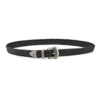 Western Woven Belt Black Leather With Silver Buckle