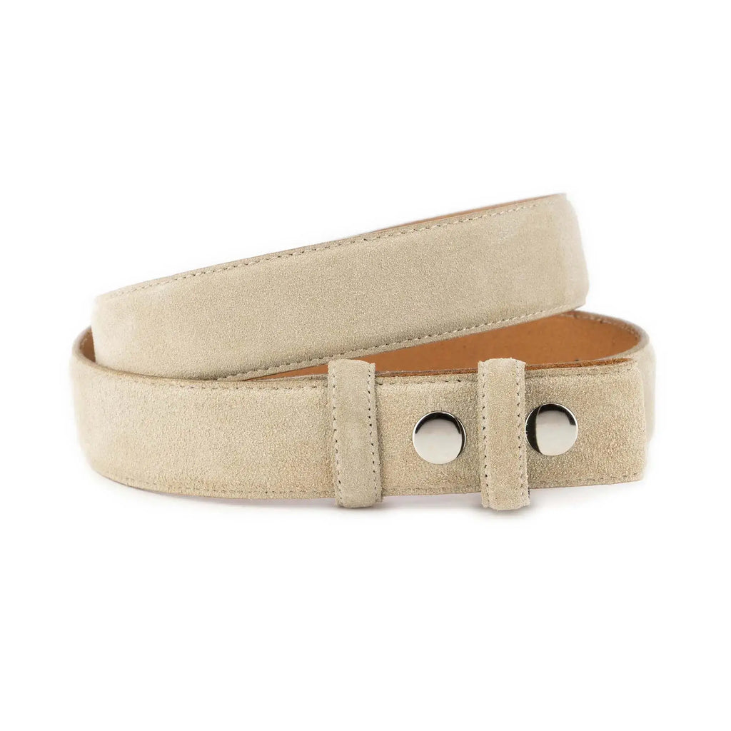 Beige Suede Snap Belt Strap For Custom Buckles
