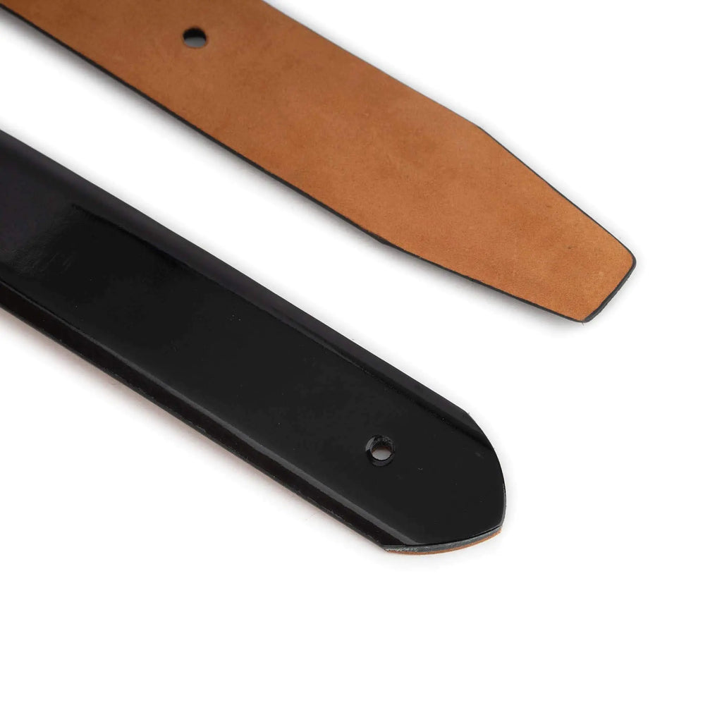Black Patent Leather Belt For Buckle — Replacement 1-3/8 Inch