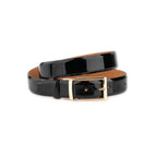Black Patent Leather Men’s Belt With Gold Buckle 3.5 cm