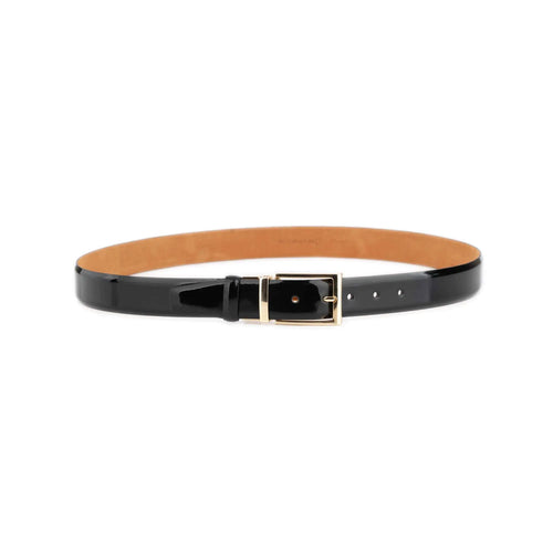 Black Patent Leather Men’s Belt With Gold Buckle 3.5 cm