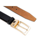 Black Patent Leather Men’s Belt With Gold Buckle 3.5 cm
