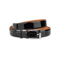 Men’s Black Patent Leather Belt With Shiny Silver Buckle