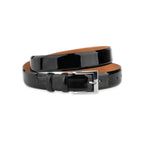 Men’s Black Patent Leather Belt With Shiny Silver Buckle
