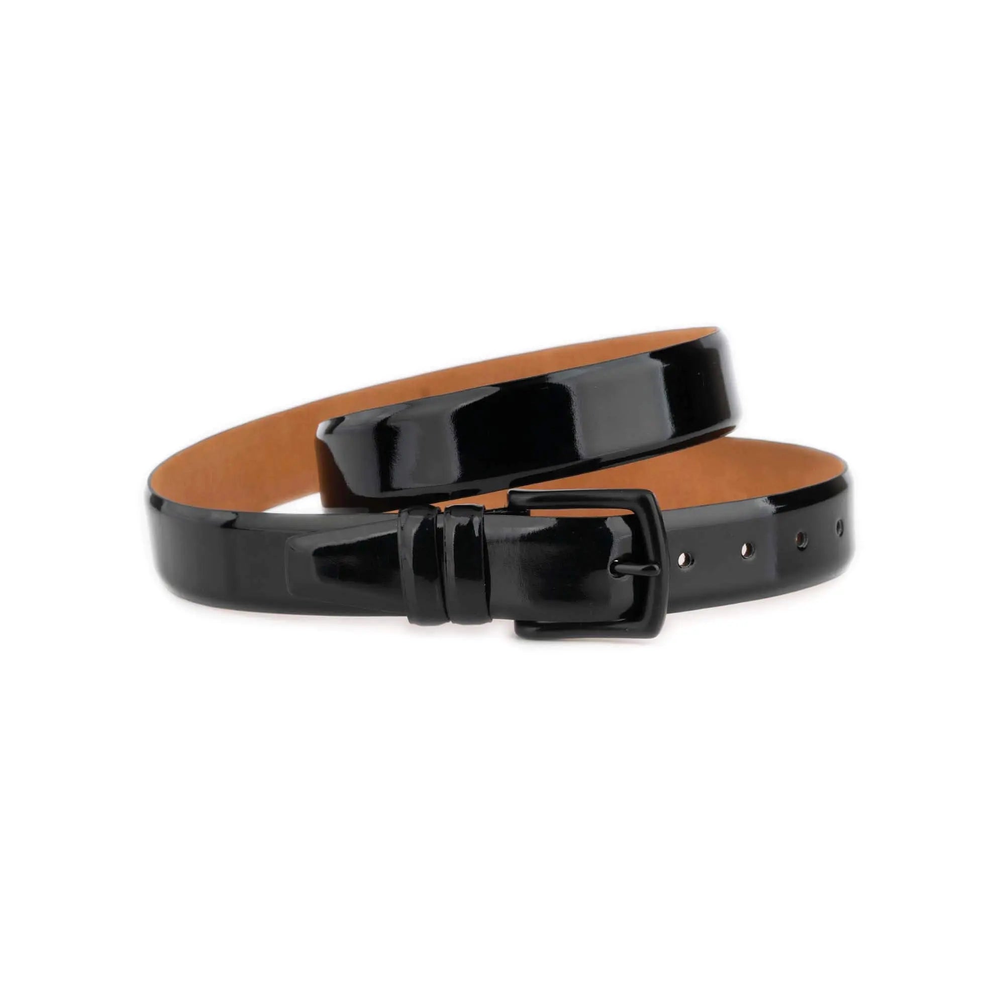 Patent Leather Black Buckle Belt For Men 3.5 cm