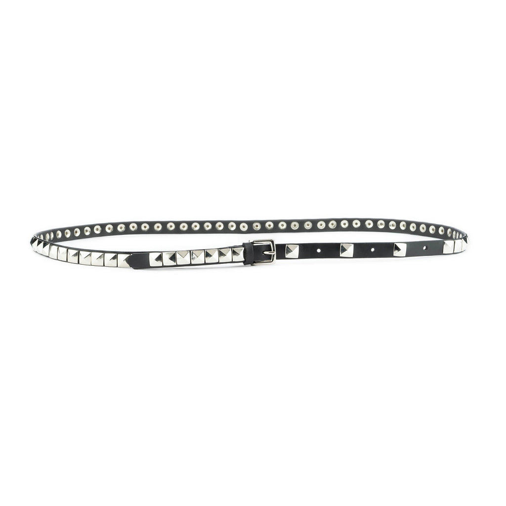 Silver Pyramid Studded Belt With Gift Box