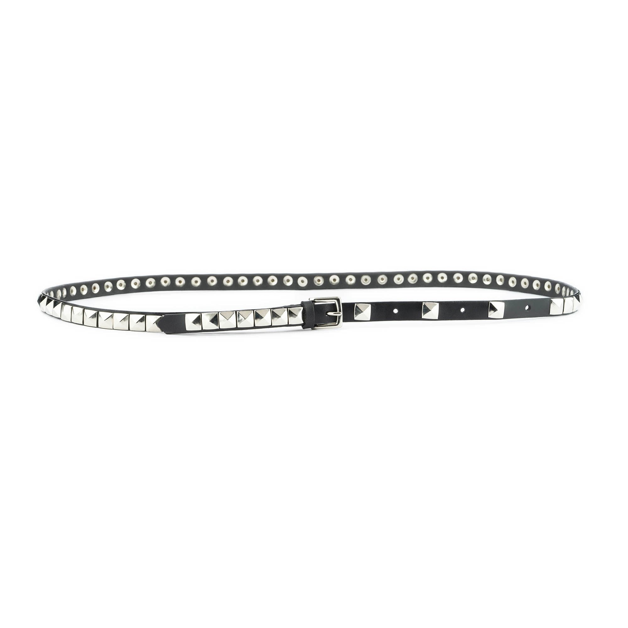 Silver Pyramid Studded Belt With Gift Box