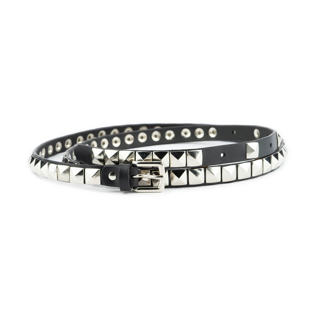 Silver Pyramid Studded Belt With Gift Box