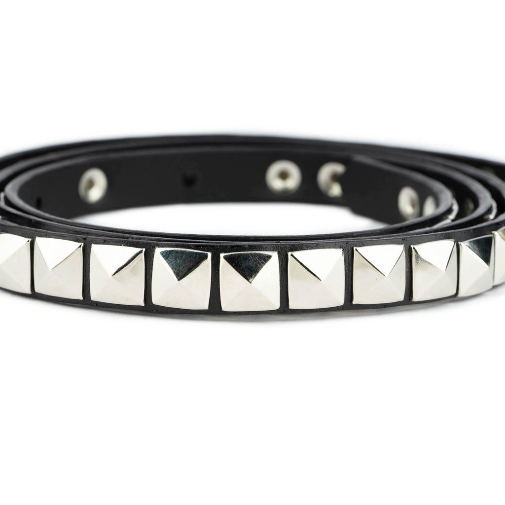 Silver Pyramid Studded Belt With Gift Box