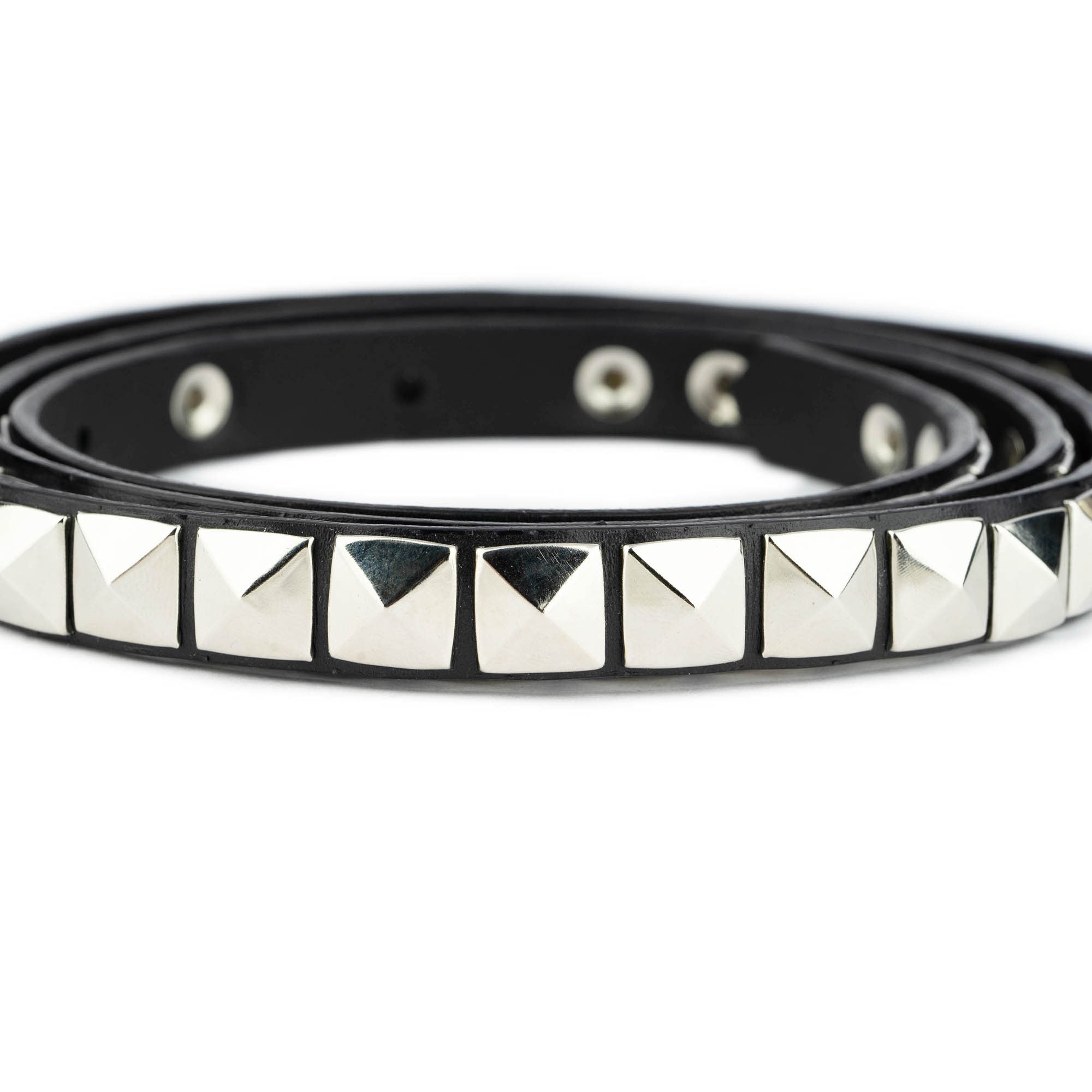 Silver Pyramid Studded Belt With Gift Box