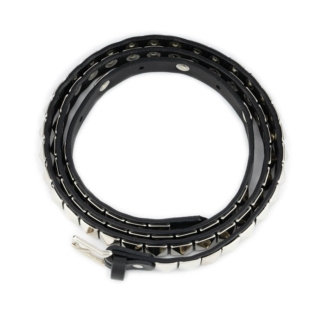 Silver Pyramid Studded Belt With Gift Box