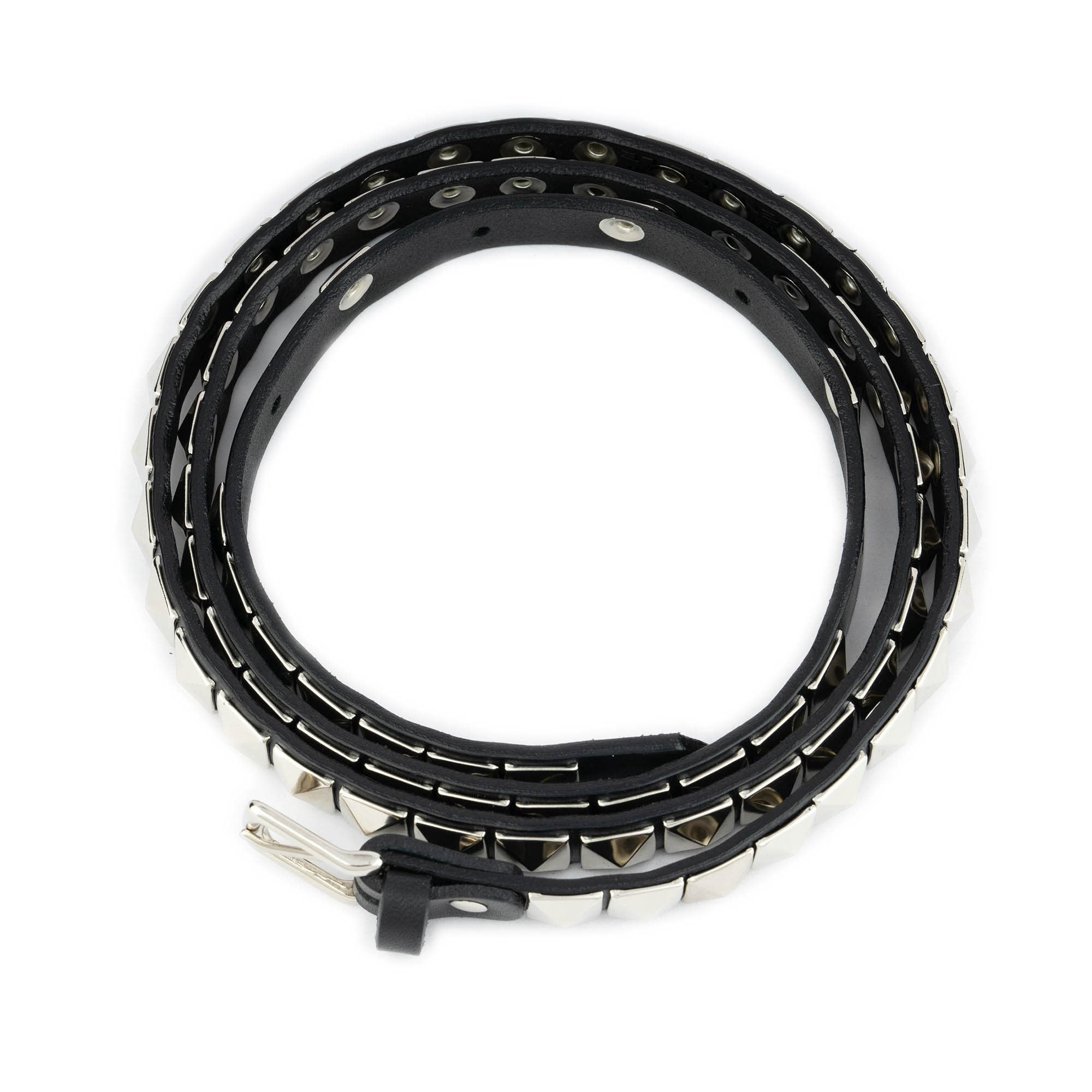 Silver Pyramid Studded Belt With Gift Box