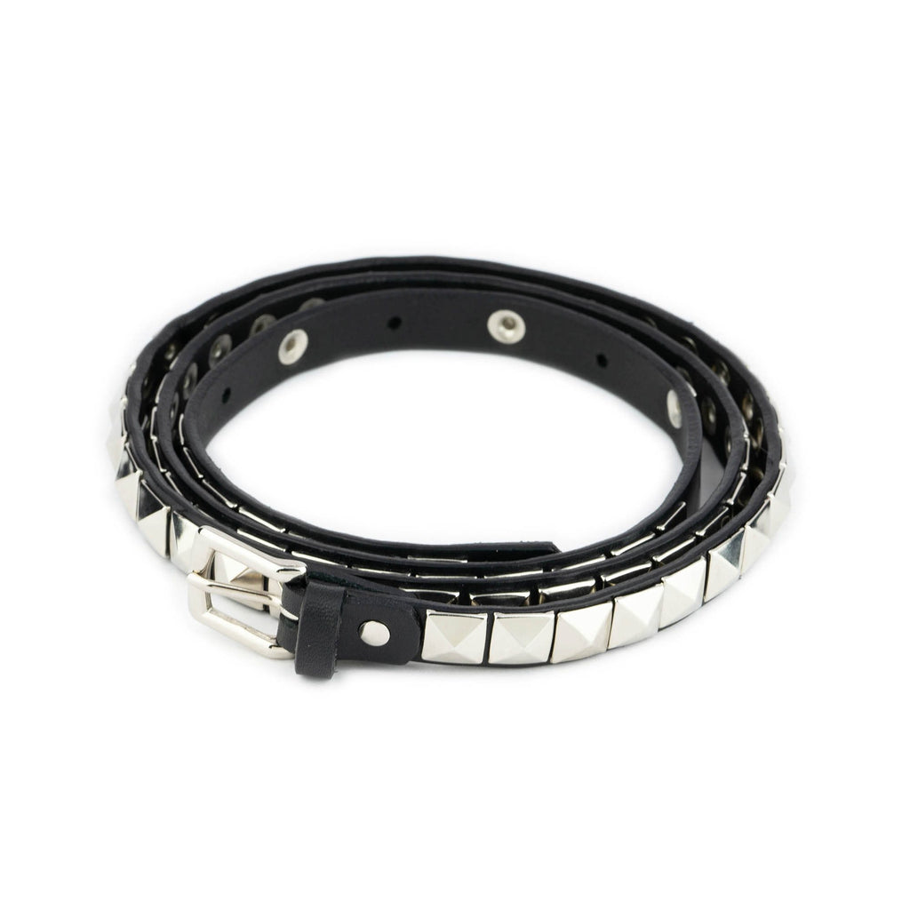 Silver Pyramid Studded Belt With Gift Box