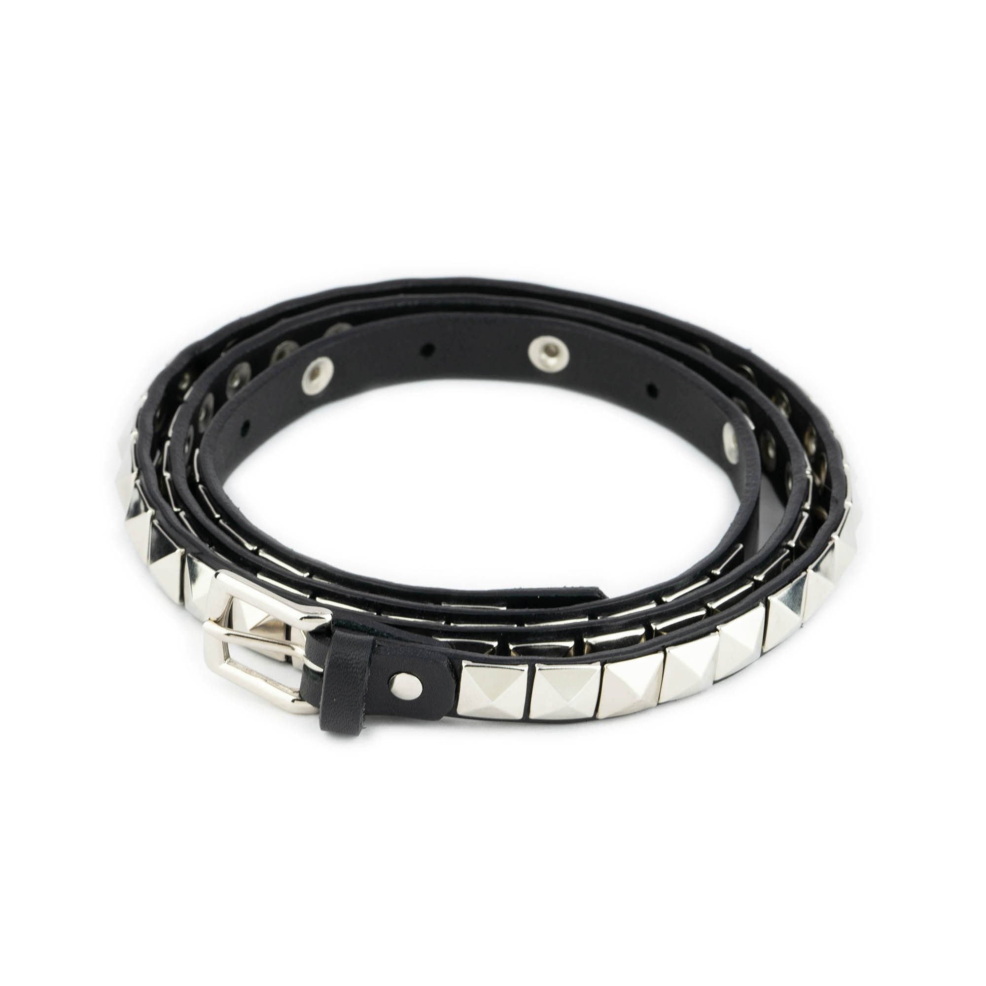 Silver Pyramid Studded Belt With Gift Box