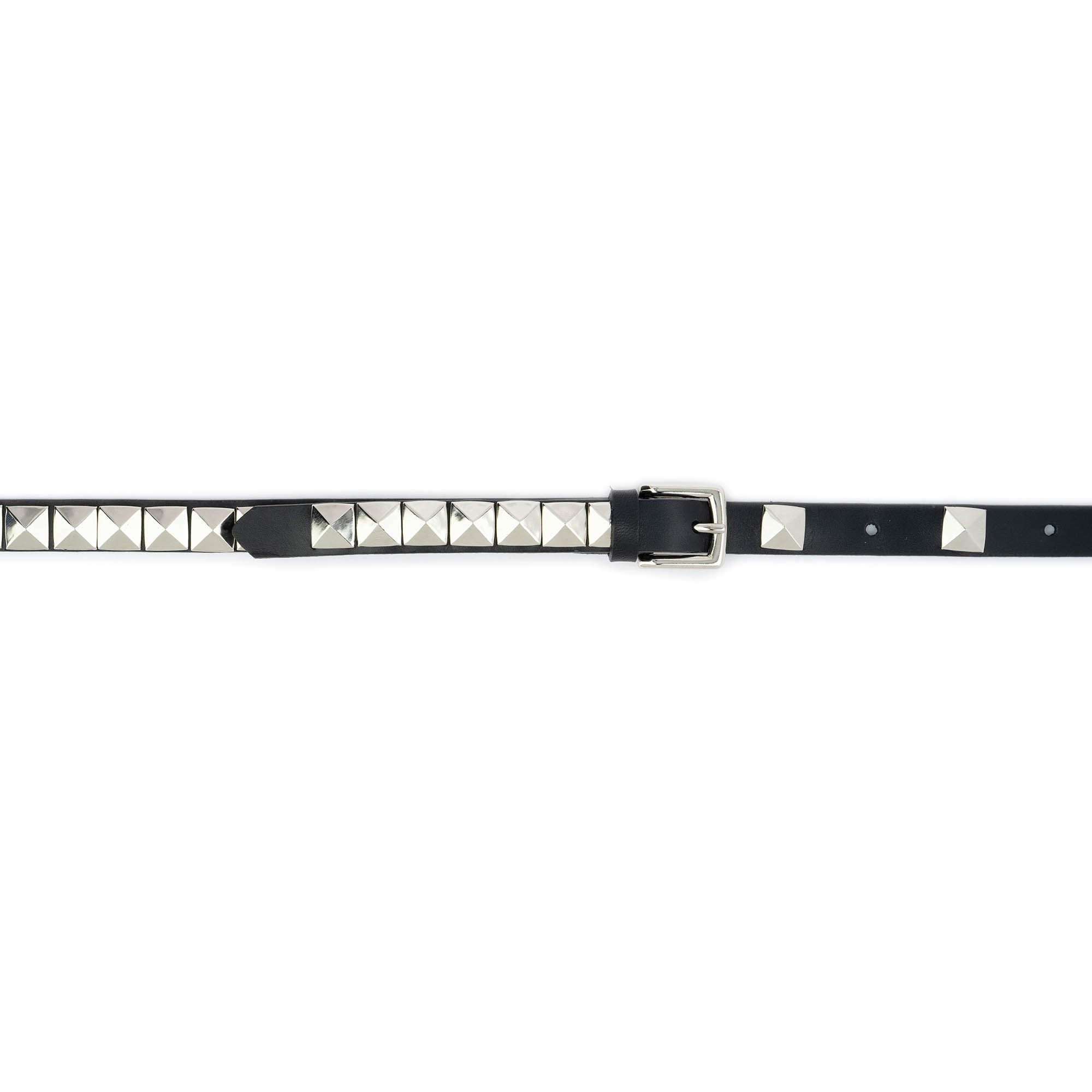 Silver Pyramid Studded Belt With Gift Box
