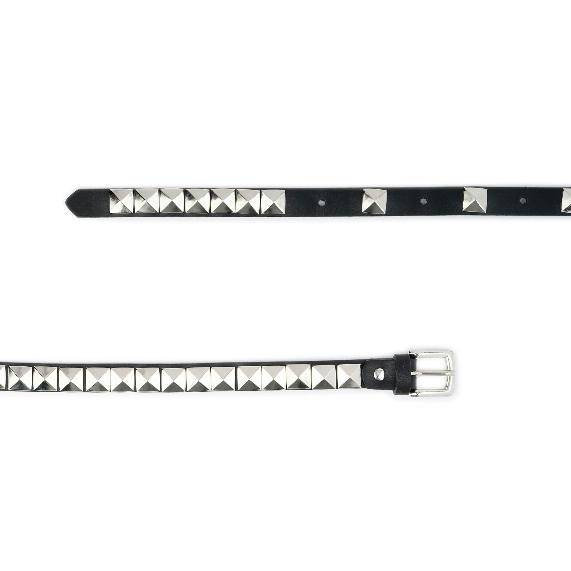 Silver Pyramid Studded Belt With Gift Box