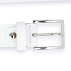 White Leather Belt With Black Hearts