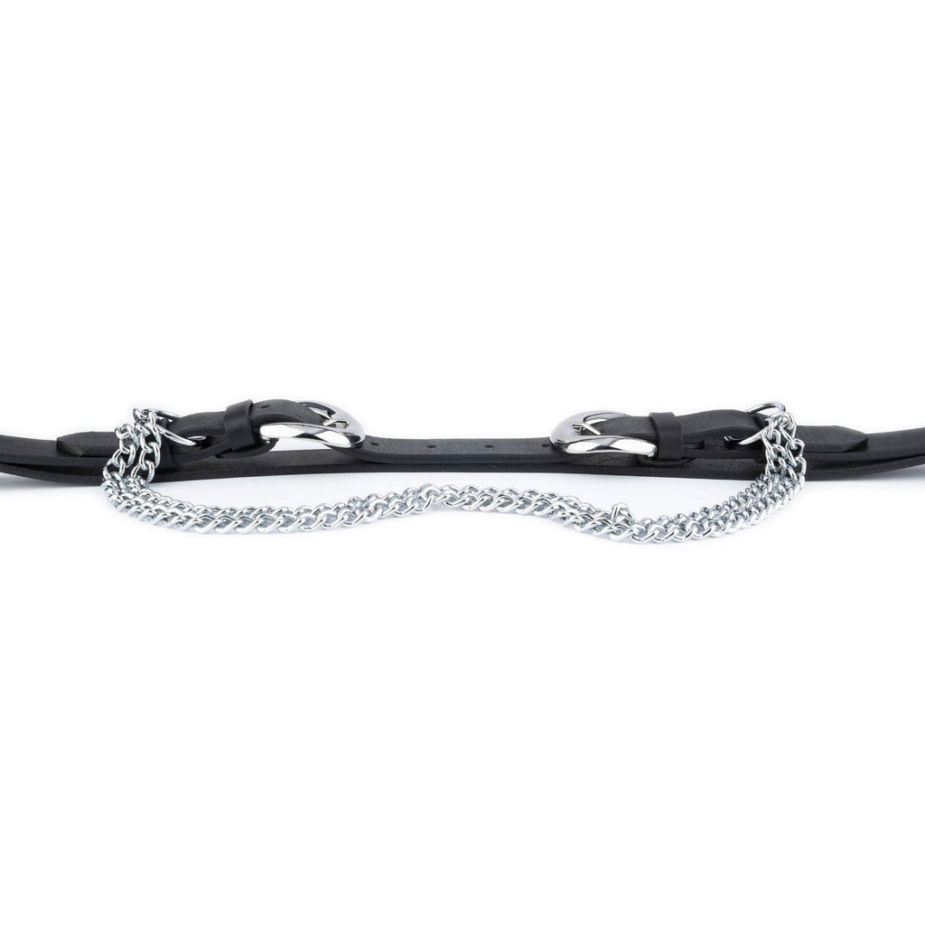Womens Double Buckle Belt With Silver Chain