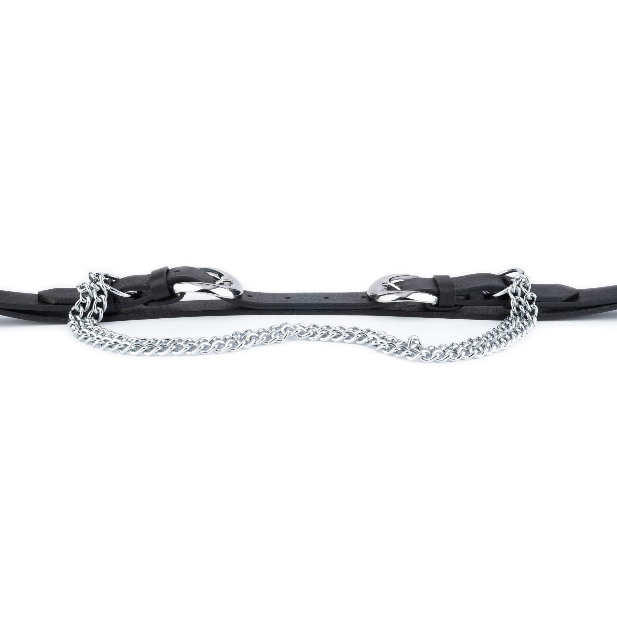 Womens Double Buckle Belt With Silver Chain