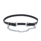 Womens Double Buckle Belt With Silver Chain