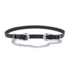 Womens Double Buckle Belt With Silver Chain