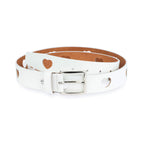 Womens Heart Holes Belt | White Leather