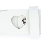 Womens Heart Holes Belt | White Leather