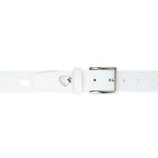 Womens Heart Holes Belt | White Leather