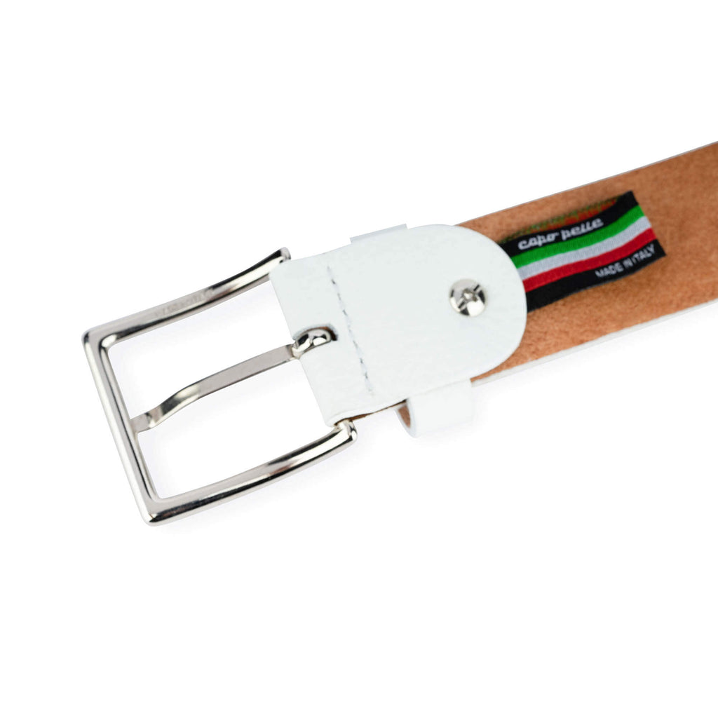 Womens Heart Holes Belt | White Leather