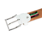 Womens Heart Holes Belt | White Leather
