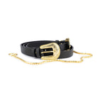 Womens Western Double Buckle Belt With Gold Chain