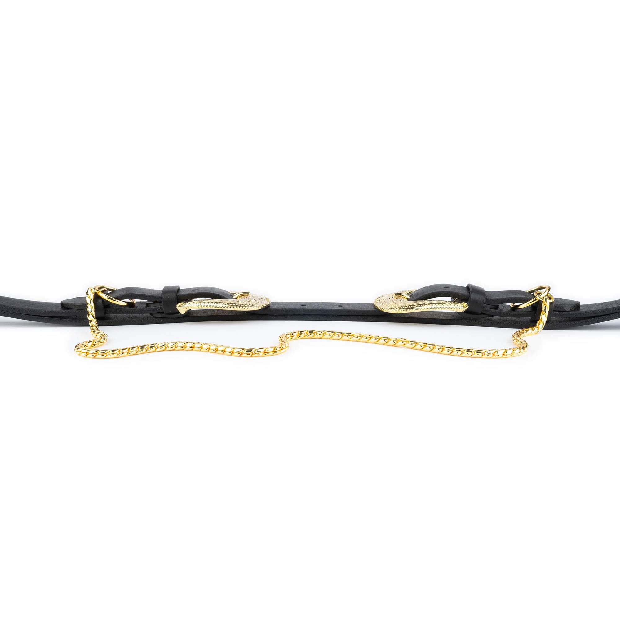 Womens Western Double Buckle Belt With Gold Chain