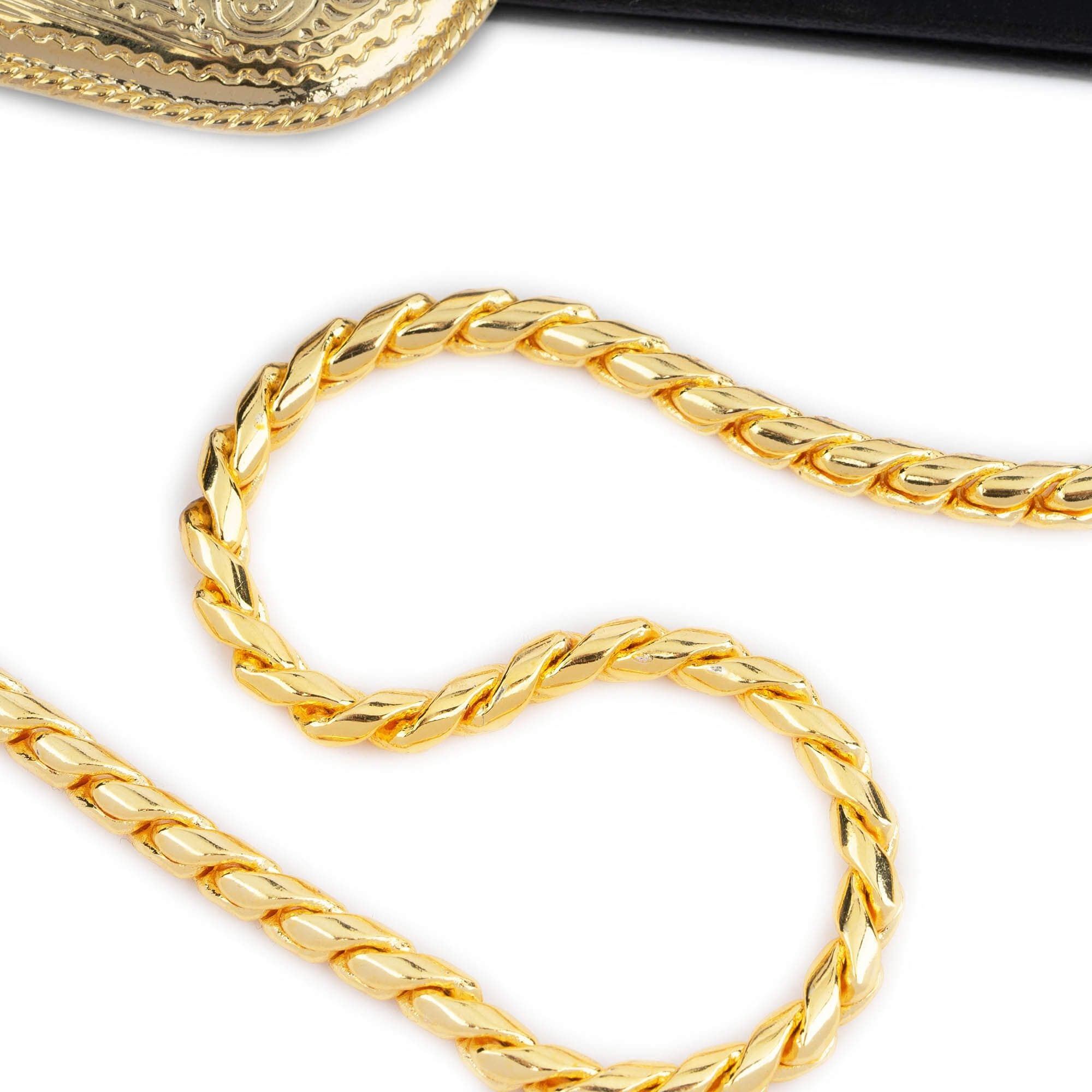 Womens Western Double Buckle Belt With Gold Chain