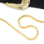 Womens Western Double Buckle Belt With Gold Chain