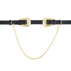 Womens Western Double Buckle Belt With Gold Chain